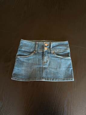 Vintage forever twentyone 21 Y2K Denim Mini Skirt with Double Waistband